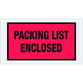 Full Face Envelopes, "Packing List Enclosed" Print, 10"L x 5-1/2"W, Red, 1000/Pack