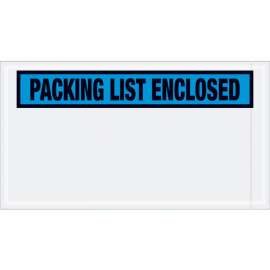 Panel Face Envelopes, "Packing List Enclosed" Print, 10"L x 5-1/2"W, Blue, 1000/Pack