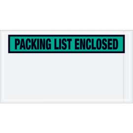 Panel Face Envelopes, "Packing List Enclosed" Print, 10"L x 5-1/2"W, Green, 1000/Pack