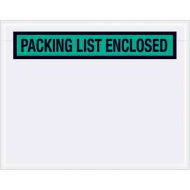 Panel Face Envelopes, "Packing List Enclosed" Print, 7"L x 5-1/2"W, Green, 1000/Pack