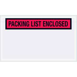 Panel Face Envelopes, "Packing List Enclosed" Print, 7-1/2"L x 4-1/2"W, Red, 1000/Pack