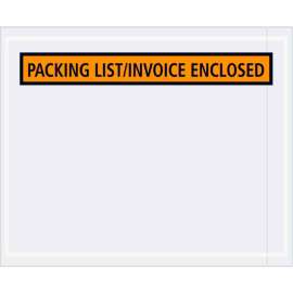 Panel Face Envelopes, "Packing List/Invoice Enclosed" Print, 5-1/2"Lx4-1/2"W, Orange, 1000/Pack