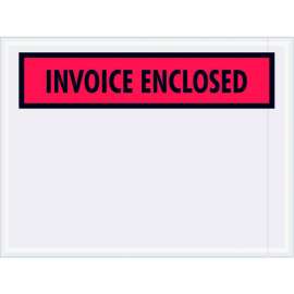 Panel Face Envelopes, "Invoice Enclosed" Print, 6"L x 4-1/2"W, Red, 1000/Pack