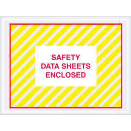 SDS Envelopes w/ "Safety Data Sheet Enclosed" Print, 6"L x 4-1/2"W, Yellow/Red, 1000/Pack