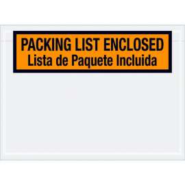 Bilingual Envelopes, "Packing List Enclosed" Print, 7-1/2"L x 5-1/2"W, Orange, 1000/Pack