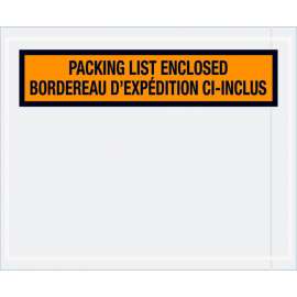 Bilingual Envelopes, "Packing List Enclosed" Print, 5-1/2"L x 4-1/2"W, Orange, 1000/Pack