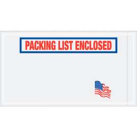 USA Flag Envelopes, "Packing List Enclosed" Print, 10"L x 5-1/2"W, Red/White/Blue, 1000/Pack