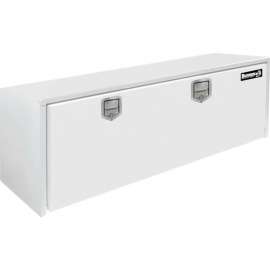 Buyers Steel Underbody Truck Box w/ Stainless Steel Rotary Paddle - White 18x18x60 - 1702215