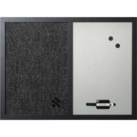 MasterVision Combo Silver Dry-Erase & Black Fabric Bulletin Board, 18" X 24", Black Frame