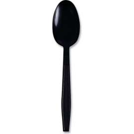 Boardwalk Heavyweight Wrapped Polypropylene Cutlery, Teaspoon, Black, 1,000/case