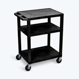 Luxor Garage Shop Utility Cart w/3 Shelves, 300 lb. Capacity, 24"L x 18"W x 34"H, Black