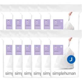 simplehuman Trash Can Liner Code J - 10.5 Gallon, 21.1 X 28, 1.18 Mil, White, Pack of 240