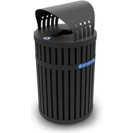 Parkview Recycling Can w/Canopy Top, 45 Gallon, Black