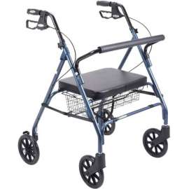 Heavy Duty Bariatric Rollator Walker with Large Padded Seat, Blue