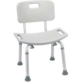 Deluxe Aluminum Bath Chair with Back, Gray