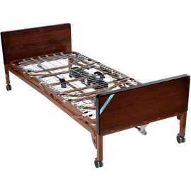 Delta Ultra Light Full Electric Hospital Bed with Half Rails and Therapeutic Support Mattress