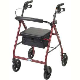 Aluminum Rollator with 7.5" Casters, Red