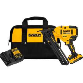 DeWALT 20V MAX XR Angled Cordless Finish Nailer Kit, 15 Gauge, Li-Ion