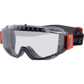 Ergodyne MODI-FAB OTG Safety Goggles w/ Elastic Strap, Vented Frame, Clear Lens, Gray Frame