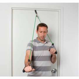 CanDo Shoulder Pulley Exerciser with Tubing and Handles, Green, Medium, 1 Set