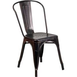 Flash Furniture Metal Indoor-Outdoor Stackable Chair - Black-Antique Gold