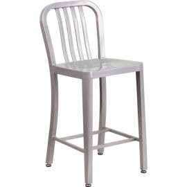 Flash Furniture 24" High Metal Indoor-Outdoor Counter Height Stool - Silver
