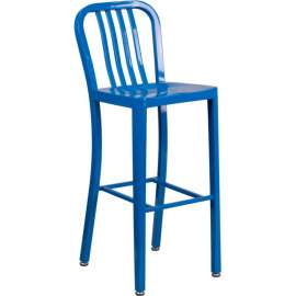 Flash Furniture 30"H Blue Metal Barstool with Vertical Slat Back