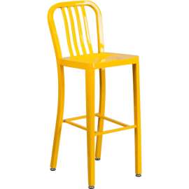 Flash Furniture 30"H Yellow Metal Barstool with Vertical Slat Back