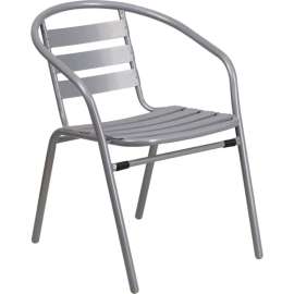 Flash Furniture Restaurant Stacking Chair with Aluminum Slats - Silver Metal