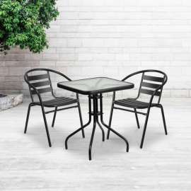 Flash Furniture 23.5" Square Tempered Glass Metal Table