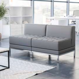 Flash Furniture HERCULES Imagination Series 2 Piece LeatherSoft Waiting Room Lounge Set, Gray