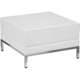 Flash Furniture Modular Lounge Ottoman - Leather - Melrose White - Hercules Imagination Series