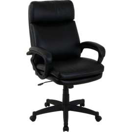Interion Antimicrobial Executive Chair With High Back & Fixed Arms, Bonded Leather, Black