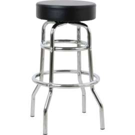 Interion Antimicrobial Bonded Leather Swivel Barstool, 30"H, Black