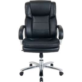 Interion Antimicrobial 24 Hour Chair With High Back & Fixed Arms, Bonded Leather, Black