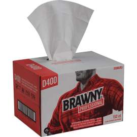 Brawny Professional D400 Disposable Cleaning Towels, Convenience Case, White, 152 Towels/Case
