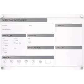 Ghent Graphics Slide Changeable Glassboard w/ Standoffs, Horizontal, 24"H x 36"W