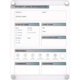 Ghent Graphics Slide Changeable Glassboard w/ Standoffs, Vertical, 36"H x 24"W