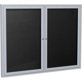 Ghent Enclosed Letter Board - Outdoor / Indoor - 2 Door - Black Letterboard w/Silver Frame - 36"x60"