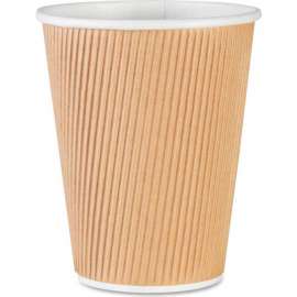 Genuine Joe GJO11260 - Rippled Hot Cups, 12 Oz., 25/Pack, Brown