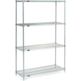 Nexel Stainless Steel, 4 Tier, Wire Shelving Starter Unit, 24"W x 21"D x 63"H