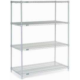 Nexel Stainless Steel, 5 Tier, Wire Shelving Starter Unit, 48"W x 24"D x 63"H