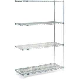 Nexel Stainless Steel, 4 Tier, Wire Shelving Add-On Unit, 24"W x 18"D x 63"H