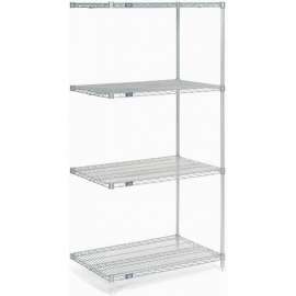 Nexel Stainless Steel, 5 Tier, Wire Shelving Add-On Unit, 36"W x 18"D x 63"H