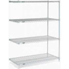 Nexel Stainless Steel, 5 Tier, Wire Shelving Add-On Unit, 48"W x 18"D x 74"H