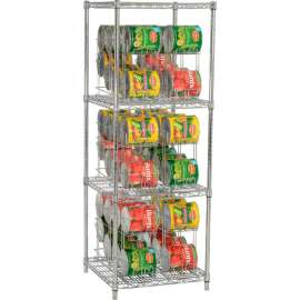 Nexel CR2424C Can Rack System, 3 Tier, Chrome, 24"W X 24"D x 66"H