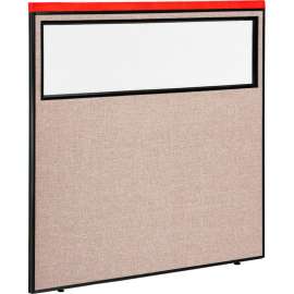 Interion Deluxe Office Partition Panel with Partial Window, 60-1/4"W x 61-1/2"H, Tan