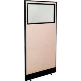 Interion Office Partition Panel with Partial Window & Raceway, 36-1/4"W x 76"H, Tan