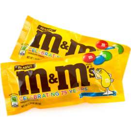 M&M'S Peanut Chocolate Candy Singles Size 1.74 Ounce Pouch 48 Count Box
