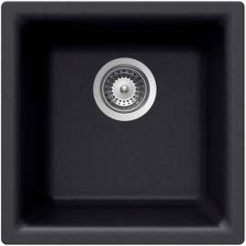 Houzer&reg; E-100U MIDNITE Quartztone Series Granite Dual Mount Bar/Prep Sink, Black